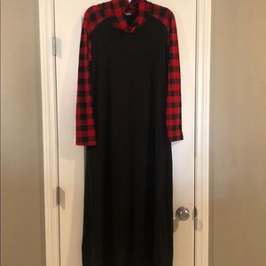 Maxi Black & Buffalo Plaid Dress